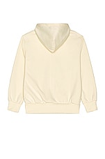COMME des GARCONS PLAY Zip Poly Hoodie with Red Emblem in Ivory, view 2, click to view large image.