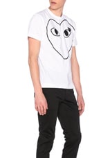 COMME des GARCONS PLAY Black Emblem Cotton Tee in White, view 3, click to view large image.