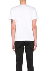 COMME des GARCONS PLAY Black Emblem Cotton Tee in White, view 4, click to view large image.
