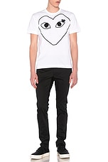 COMME des GARCONS PLAY Black Emblem Cotton Tee in White, view 5, click to view large image.