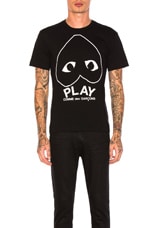 COMME des GARCONS PLAY Emblem Cotton Tee in Black, view 1, click to view large image.
