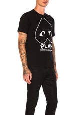 COMME des GARCONS PLAY Emblem Cotton Tee in Black, view 2, click to view large image.