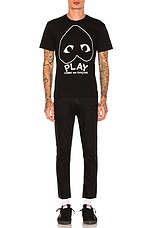 COMME des GARCONS PLAY Emblem Cotton Tee in Black, view 4, click to view large image.