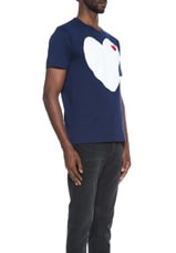 COMME des GARCONS PLAY Red Emblem Cotton Heart Tee in Navy, view 3, click to view large image.