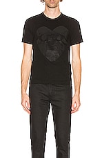 COMME des GARCONS PLAY Printed Heart Cotton Tee in Black, view 1, click to view large image.