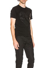 COMME des GARCONS PLAY Printed Heart Cotton Tee in Black, view 2, click to view large image.