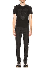 COMME des GARCONS PLAY Printed Heart Cotton Tee in Black, view 4, click to view large image.