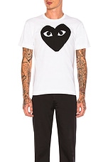 COMME des GARCONS PLAY Emblem Cotton Tee in White & Black, view 3, click to view large image.