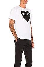 COMME des GARCONS PLAY Emblem Cotton Tee in White & Black, view 4, click to view large image.