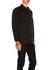 COMME des GARCONS PLAY Small Red Emblem Cotton Button Down in Black, view 2, click to view large image.