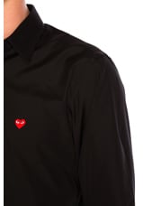 COMME des GARCONS PLAY Small Red Emblem Cotton Button Down in Black, view 5, click to view large image.
