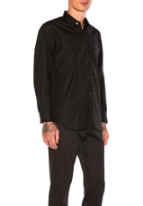 COMME des GARCONS PLAY Small Black Emblem Cotton Button Down in Black, view 2, click to view large image.