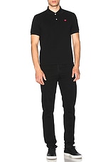 COMME des GARCONS PLAY Small Red Emblem Cotton Polo in Black, view 5, click to view large image.