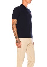 COMME des GARCONS PLAY Small Red Emblem Cotton Polo in Navy, view 2, click to view large image.