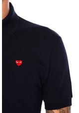 COMME des GARCONS PLAY Small Red Emblem Cotton Polo in Navy, view 5, click to view large image.