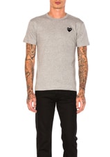 COMME des GARCONS PLAY Black Emblem Cotton Tee in Grey, view 1, click to view large image.