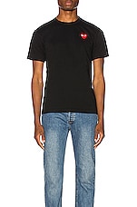 COMME des GARCONS PLAY Red Heart Tee in Black, view 1, click to view large image.