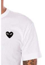 COMME des GARCONS PLAY Cotton Tee with Black Emblem in White, view 5, click to view large image.