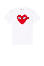 COMME des GARCONS PLAY Red Emblem Cotton Tee in White, view 1, click to view large image.
