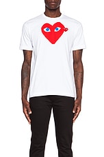COMME des GARCONS PLAY Red Emblem Cotton Tee in White, view 3, click to view large image.