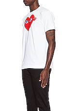 COMME des GARCONS PLAY Red Emblem Cotton Tee in White, view 4, click to view large image.