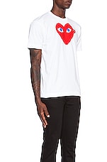 COMME des GARCONS PLAY Red Emblem Cotton Tee in White, view 5, click to view large image.