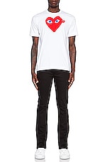 COMME des GARCONS PLAY Red Emblem Cotton Tee in White, view 7, click to view large image.