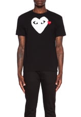 COMME des GARCONS PLAY Red Emblem Cotton Tee in Black, view 1, click to view large image.