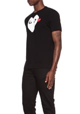 COMME des GARCONS PLAY Red Emblem Cotton Tee in Black, view 2, click to view large image.