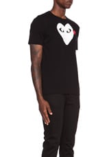 COMME des GARCONS PLAY Red Emblem Cotton Tee in Black, view 3, click to view large image.