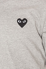 COMME des GARCONS PLAY Black Emblem Cotton Long Sleeve Tee in Grey, view 5, click to view large image.