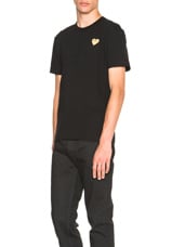 COMME des GARCONS PLAY Gold Emblem Tee in Black, view 2, click to view large image.