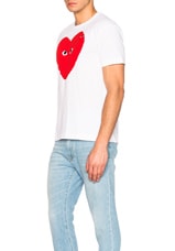 COMME des GARCONS PLAY Large Heart Tee in White, view 2, click to view large image.