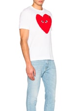 COMME des GARCONS PLAY Large Heart Tee in White, view 3, click to view large image.