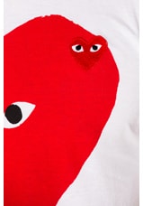 COMME des GARCONS PLAY Large Heart Tee in White, view 6, click to view large image.