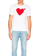 COMME des GARCONS PLAY Reverse Heart Tee in White, view 2, click to view large image.