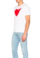 COMME des GARCONS PLAY Reverse Heart Tee in White, view 3, click to view large image.