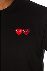 COMME des GARCONS PLAY Double Heart Tee in Black, view 5, click to view large image.