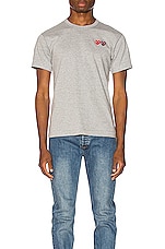 COMME des GARCONS PLAY Double Heart Tee in Grey, view 1, click to view large image.