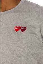 COMME des GARCONS PLAY Double Heart Tee in Grey, view 5, click to view large image.
