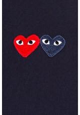 COMME des GARCONS PLAY Double Emblem Tee in Navy, view 5, click to view large image.