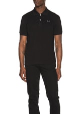 COMME des GARCONS PLAY Cotton Polo with Black Emblem in Black, view 1, click to view large image.