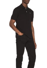 COMME des GARCONS PLAY Cotton Polo with Black Emblem in Black, view 3, click to view large image.