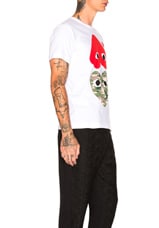 COMME des GARCONS PLAY Camouflage Double Emblem Tee in White, view 2, click to view large image.