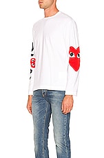 COMME des GARCONS PLAY Logo Tee in White, view 1, click to view large image.