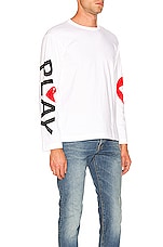 COMME des GARCONS PLAY Logo Tee in White, view 2, click to view large image.
