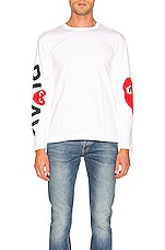COMME des GARCONS PLAY Logo Tee in White, view 3, click to view large image.