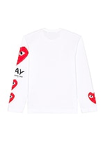 COMME des GARCONS PLAY Logo Tee in White, view 2, click to view large image.