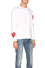COMME des GARCONS PLAY Logo Tee in White, view 5, click to view large image.