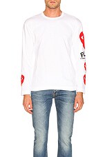 COMME des GARCONS PLAY Logo Tee in White, view 6, click to view large image.